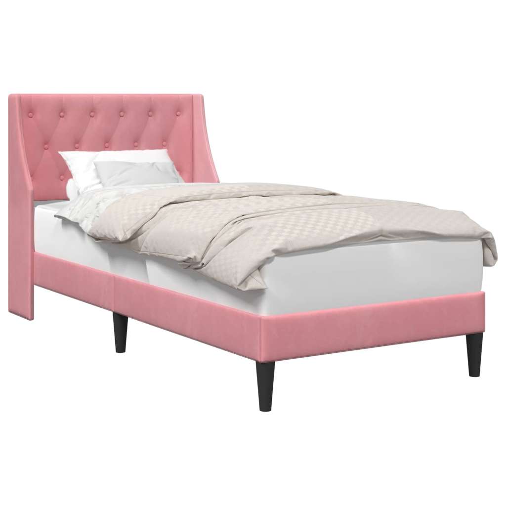  Okvir za krevet s uzglavljem Ružičasta 90 x 200 cm Baršun - Ružičasta 90 x 200 cm | shoptok.hr