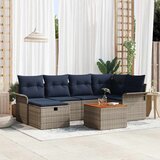  Sjedeća garnitura za vrt 7 kom. Siva poliratan 242,5 x 132,5 x 85 cm | Shoptok.si