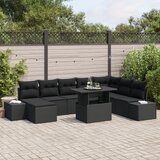 vidaXL Vrtni Kavčni Set Set 9 Črna Ratan Vrtni Vogalni Kavč Pravokoten | Shoptok.si