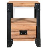 Furnova Nočna omarica iz masivnega lesa akacije in jekla 40x30x54 cm, (21925997) | Shoptok.si