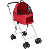  2-slojna sklopiva kolica za pse crvena 83x48x97 cm tkanina | shoptok.hr