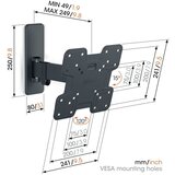 Vogels TVM1223, zidni nosač za ekrane od 19"-43", nagib 15° pomak 120°, do 15kg | shoptok.hr