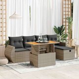 vidaXL 6-dijelni set vrtnih sofa poliratan i bagrem s jastucima sivi | shoptok.hr