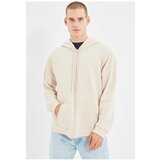 Trendyol Stone Men's Basic Oversize Fit Zippered Hooded Thick Sweatshirt-cardigan Cene
