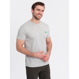 Ombre Men's cotton t-shirt with contrasting thread - light grey | Shoptok.si