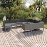 The Living Store Vrtna sedežna garnitura 11-delna z blazinami poli ratan siva - Vrtna Sedežna Garnitura, (21471919) | Shoptok.si