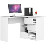 AKORD B16 Kotna Pisalna Miza, 3 Predali, Desna Izvedba, Bela, (5000333063) | Shoptok.si