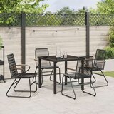 vidaXL 5-delni vrtni jedilni set črni pvc ratan | Shoptok.si