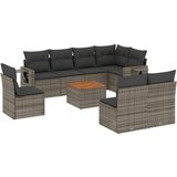 vidaXL 9-dijelni set vrtnih sofa od poliratana s jastucima sivi | shoptok.hr