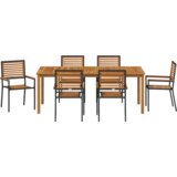 vidaXL 7-dijelni Vrtni Blagovaonski Set Crni Poli Ratan Akacija | shoptok.hr