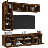  7-dijelni set zidnih TV ormarića LED boja dimljenog hrasta | shoptok.hr