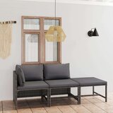  3-dijelna vrtna garnitura od poliratana s jastucima siva | shoptok.hr