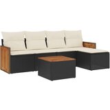  6-dijelni set vrtnih sofa s jastucima crni od poliratana | shoptok.hr