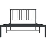 Metalni Kovinski posteljni okvir z vzglavjem črn 107x203 cm, (20739483) | Shoptok.si