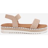Boto Ladies Sandals With Braiding On Decorated Platform Beige Velara | shoptok.hr