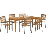  Vrtni set za objed 7 kom. Siva Čvrsto drvo akacije | shoptok.hr