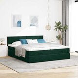  Okvir kreveta s madracima tamnozeleni 200x200cm baršunasti | shoptok.hr