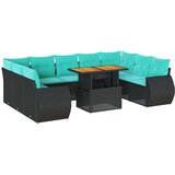  Vrtna garnitura - 10-dijelni set vrtnih sofa s jastucima crni od poliratana - Crna 1 | shoptok.hr