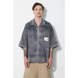 Maison MIHARA YASUHIRO Košulja Rc Twill Double Layered S/S za muškarce, boja: siva, relaxed, A12SH071