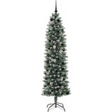 vidaXL Umetno vitko božično drevo med 300 LED Zelena in bela 210 cm | Shoptok.si