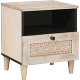 vidaXL Nočna omarica s predalom Bež 40 x 33 x 46 cm trden mangov les | Shoptok.si