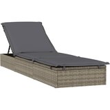 LEŽAJ za sunčanje 1 kom s jastukom sivi 201x55x62 cm poliratan | shoptok.hr