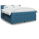 vidaXL Box spring postelja z vzmetnico modra 180x200 cm žamet | Shoptok.si