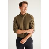 AC&Co / Altınyıldız Classics Men's Khaki Buttoned Collar Cotton Slim Fit Slim Fit Oxford Shirt. Cene