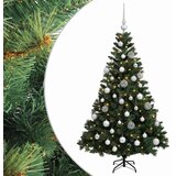  Umjetno božićno drvce s kuglicama 120 cm 150 LED lampica - Zelena 120 cm s LED-ima i srebrnim lopticama | shoptok.hr