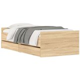 vidaXL Posteljni okvir s predali sonoma hrast 90x200 cm | Shoptok.si