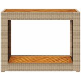  Vrtni bočni stolić s drvenom pločom bež 100x40x75 cm poliratan | shoptok.hr