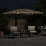 vidaXL Vrtni senčnik z LED in z jeklenim drogom rjav 269x269x235 cm | Shoptok.si