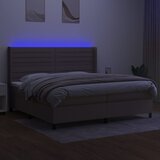  Krevet box spring s madracem LED smeđesivi 200x200 cm tkanina | shoptok.hr
