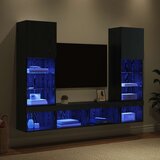 TV zidne jedinice s LED-om 5 pcs 40,5 x 30 x 102 cm Crni hrast | Eponuda.ba