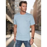 DStreet T-shirt męski z haftem błękitny | Shoptok.si