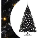 vidaXL Umjetna preddekorirana božićna jelka Črna 180 cm PVC | Shoptok.si