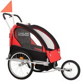  2-u-1 prikolica za bicikl i kolica crno-crvena | shoptok.hr