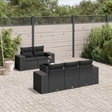  6-dijelni set vrtnih sofa s jastucima crni od poliratana | Eponuda.com