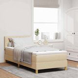 vidaXL Postelja s škatlo z vzmetnico in LED Krem 90x190 cm Tkanina, (22082882) | Shoptok.si