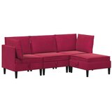  Set namještaja za dnevni boravak 4 pcs Vinska crvena Baršun - boja crnog vina 2x kutna + 1x srednja + 1x stolić | shoptok.hr