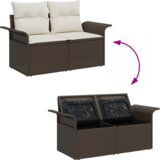  7-delni vrtni kavč s blazinami Rjava Poly Rattan | Shoptok.si