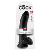 King Cock 9 - velik vibrator z objemko za testise (23 cm) - črn Cene