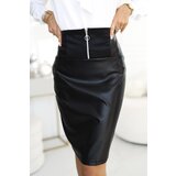 numoco basic 583-1 Elegant Leather Skirt with Zipper - Black | Shoptok.si