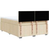 vidaXL Box spring postelja z vzmetnico krem 140x200 cm blago | Shoptok.si
