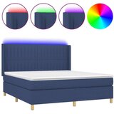  Box spring postelja z vzmetnico LED modra 160x200 cm blago, (20902101) | Shoptok.si