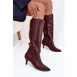 Boto Women's Boots on Low Heel Lined with Eco Leather Bordeaux Marcellia | Shoptok.si
