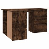  Kutni radni stol dimljeni hrast 145x100x76 cm konstruirano drvo | shoptok.hr