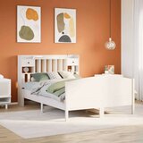 vidaXL Krevet s regalom z knjige bez madraca bijeli 160x200cm borovina | shoptok.hr