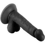 Mr. Rude - realističan dildo s ljepljivim potplatima, testisi - 17 cm (crni) | shoptok.hr