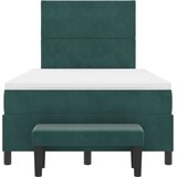 Box Spring Krevet s Madracem i Klupom Tamnozeleni 120x200 cm Baršun | shoptok.hr